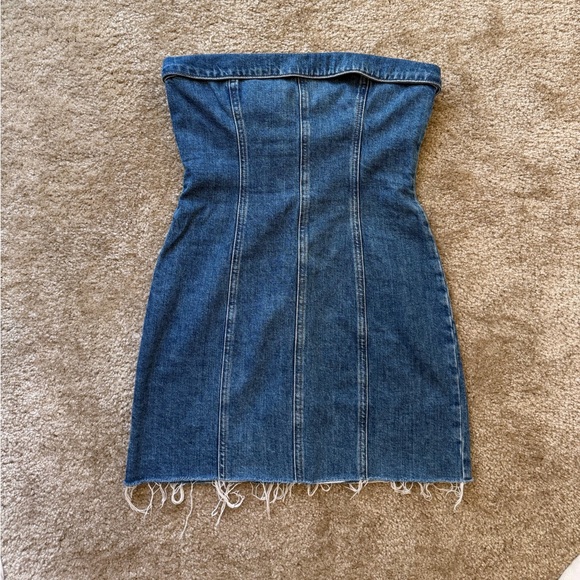reformation strapless denim dress Reformation Eugenia Strapless Denim Dress In Simcoe - 60% Off